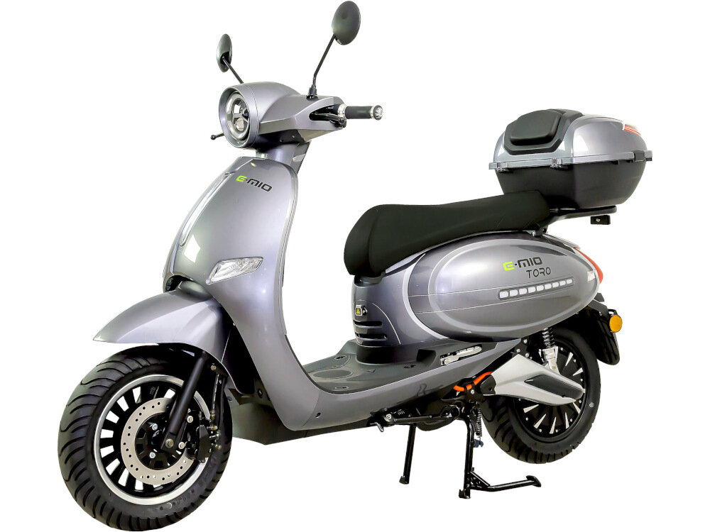 Skuter elektryczny E-MIO Toro+ Srebrny modny designerski dla kobiet dla mężczyzn ekonomiczny bezpieczny