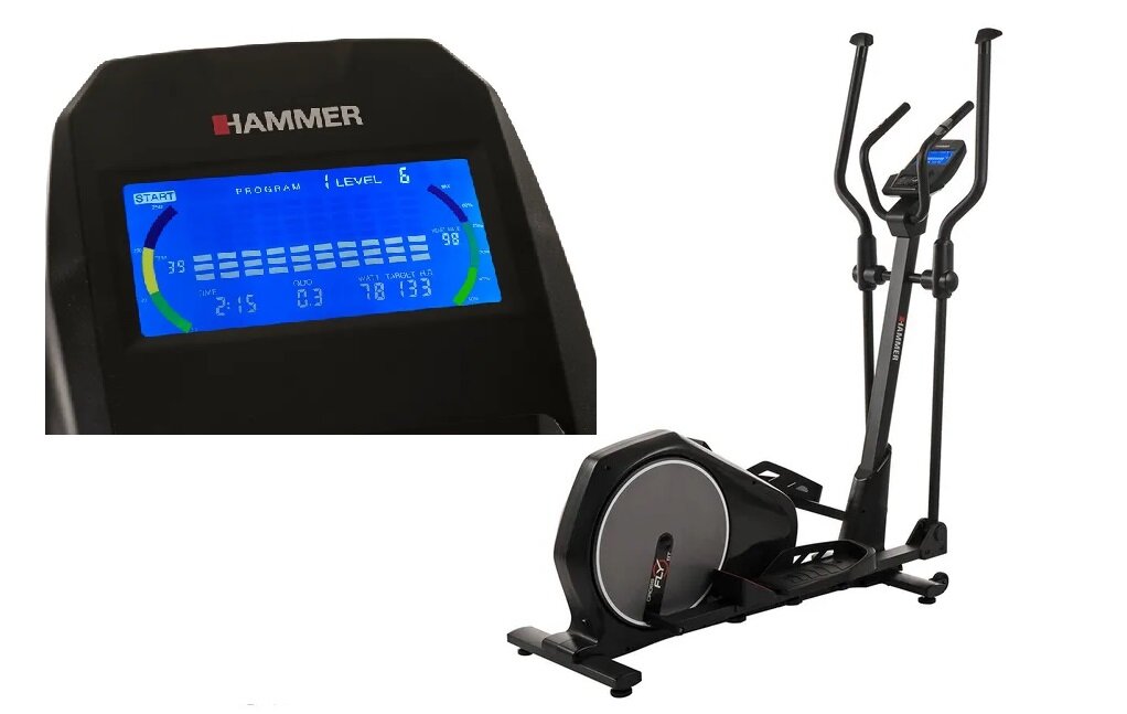 Orbitrek magnetyczny HAMMER Crossfly BT krystalicznie czysty wyświetlacz LCD funkcja Push&Turn