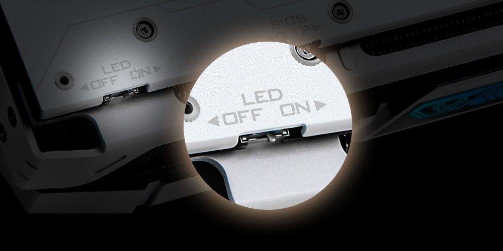 Karta graficzna ASROCK Radeon RX 7900 XTX Taichi White OC 24GB - Przełącznik LED On/Off