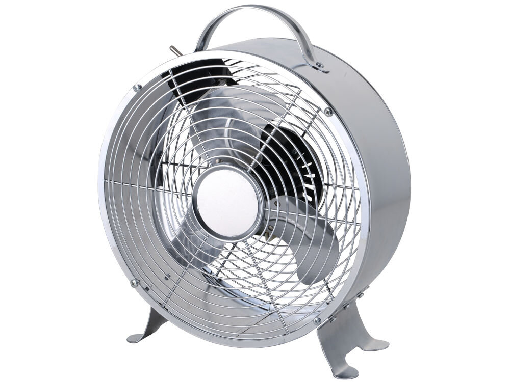 Wentylator KEPLAND 28W Chrom moc 28 W chromowa obudowa praktyczne urządzenie elegancki dodatek srednica śmigła 17 cm skuteczne chłodzenie 2 prędkosci nawiewu dostosowanie intensywności wygoda użytkowania