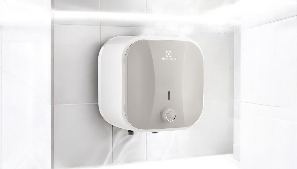 BOJLER ELEKTRYCZNY ELECTROLUX EWH10QOEEC kompaktowy podgrzewacz wody łatwa instalacja ścienna pojemność 10 litrów dolne podłączenie 324 x 324 x 315 mm oszczędność miejsca biała obudowa estetyczny wysoka jakość wykonania