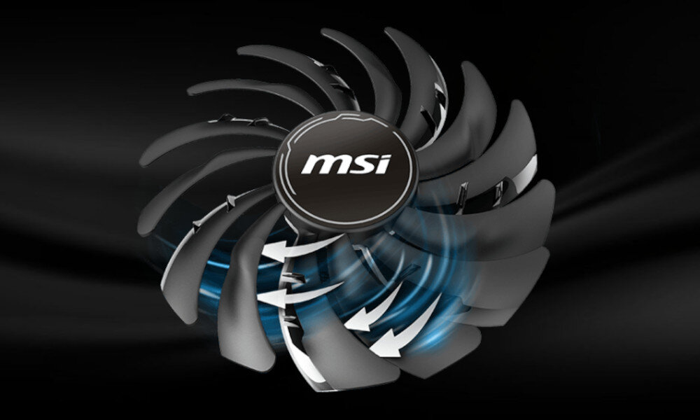 Karta graficzna MSI Radeon RX 6750 XT Mech 2X V1 12GB chłodzenie wentylatory radiator temperatura