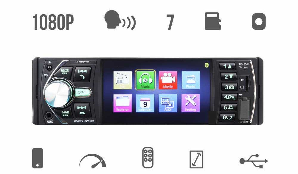 Radio samochodowe MANTA RS5501 Toronto Czarny - funkcje główne