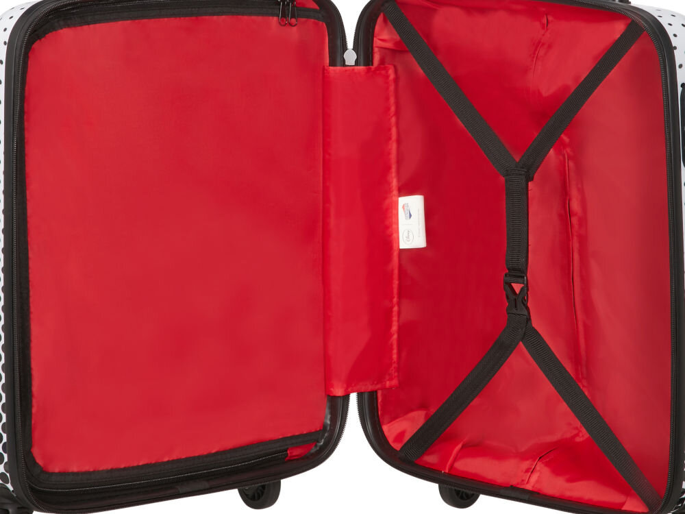 Walizka AMERICAN TOURISTER Disney Minnie Mouse 65 cm Czarno-biały dwie komory przegrody taśmy spinające
