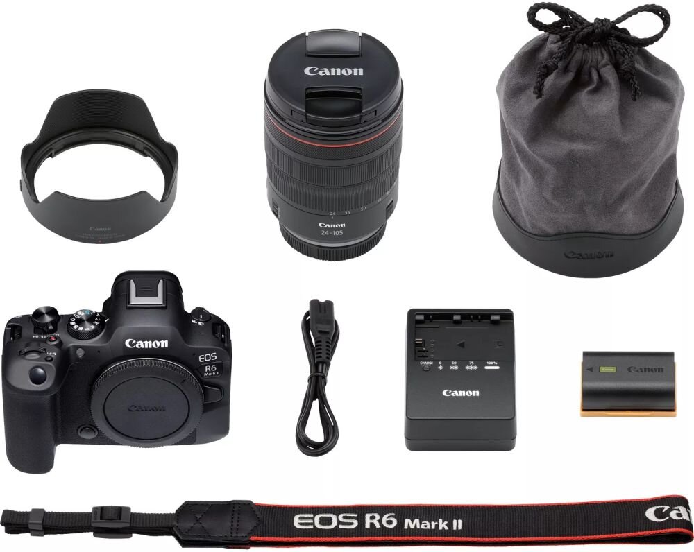 Aparat CANON EOS R6 Mark II   zdjęcia obiektyw ekran wizjer ogniskowa przysłona migawka obudowa bateria zasilanie filmy nagrywanie rozdzielczość matryca rozmiar przekątna tryby iso montaż lampa światło przyciski sterowanie menu kontrast jasność balans bieli filtry cmos karta pliki format zapis seria