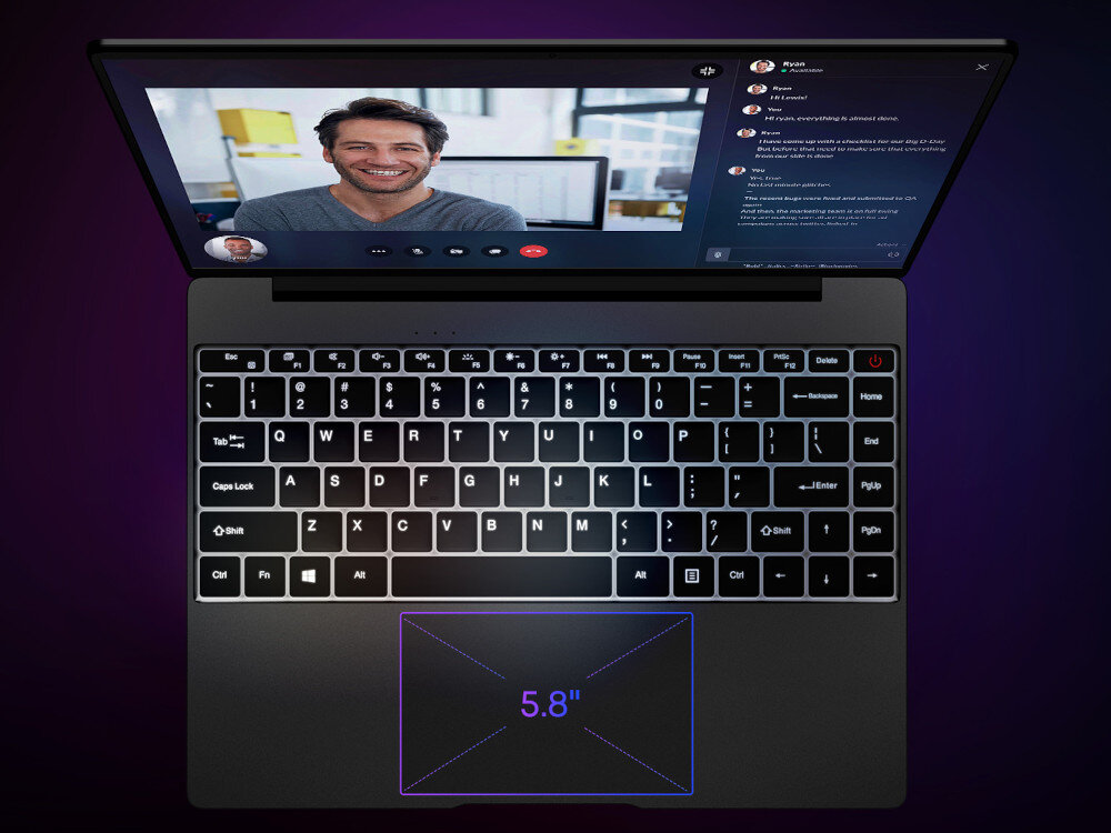 Laptop CHUWI CoreBook X touchpad klawiatura podświetlenie