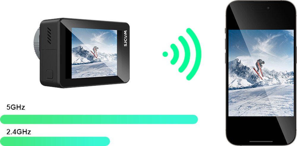 Kamera sportowa SJCAM SJ11 Active Czarny sterowanie aplikacja łączność moduł Wi-Fi
