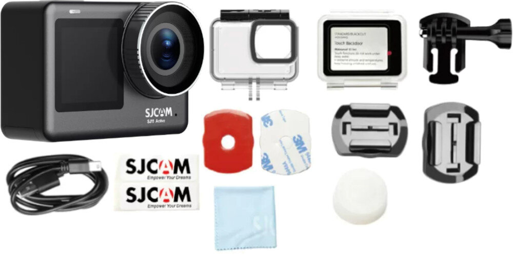 Kamera sportowa SJCAM SJ11 Active Czarny opakowanie zawartość akcesoria zestaw