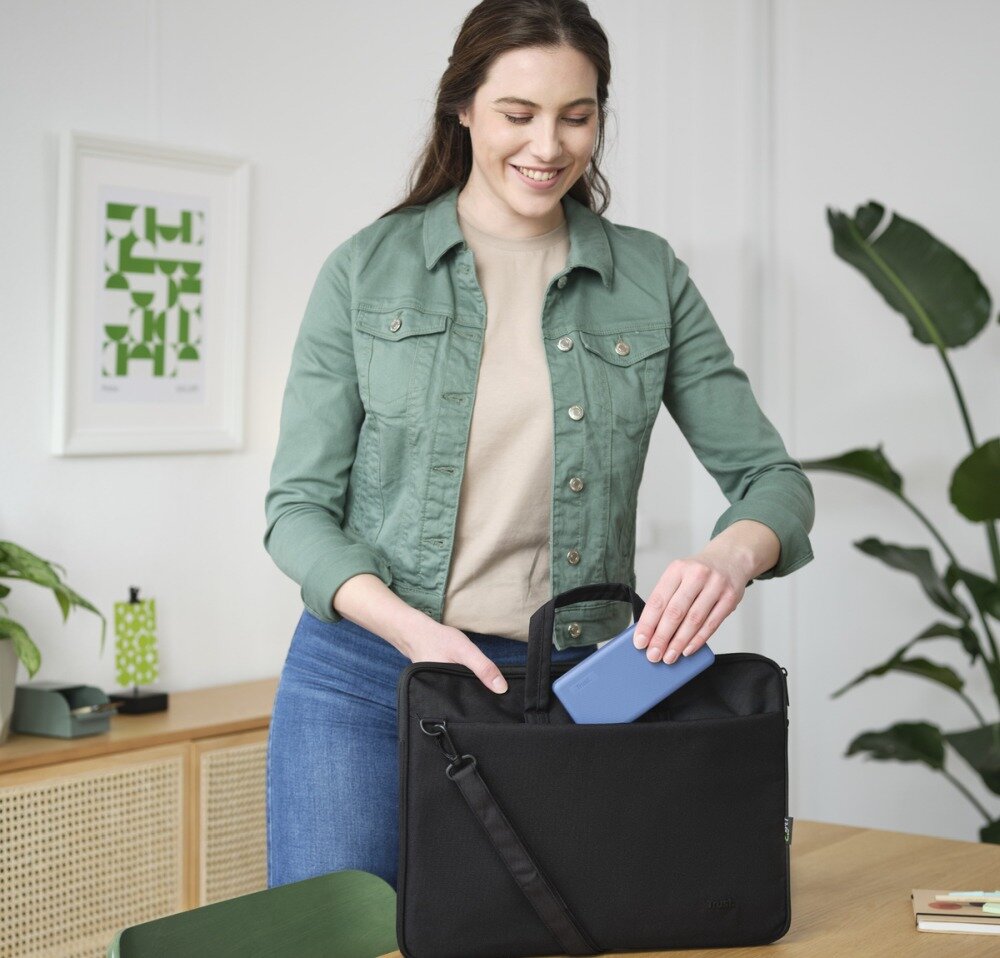 Powerbank TRUST Primo Eco 20000 mAh moc pojemność podróż trasa droga szybkie ładowanie opakowanie