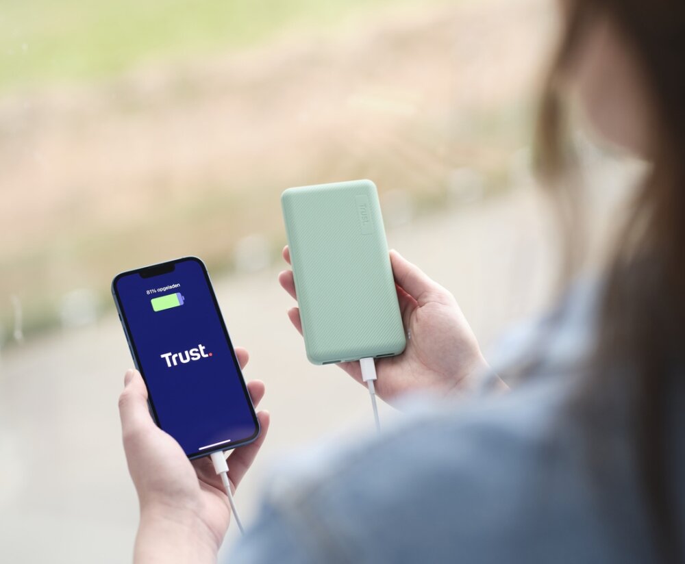 Powerbank TRUST Primo Eco 20000 mAh moc pojemność podróż trasa droga szybkie ładowanie opakowanie