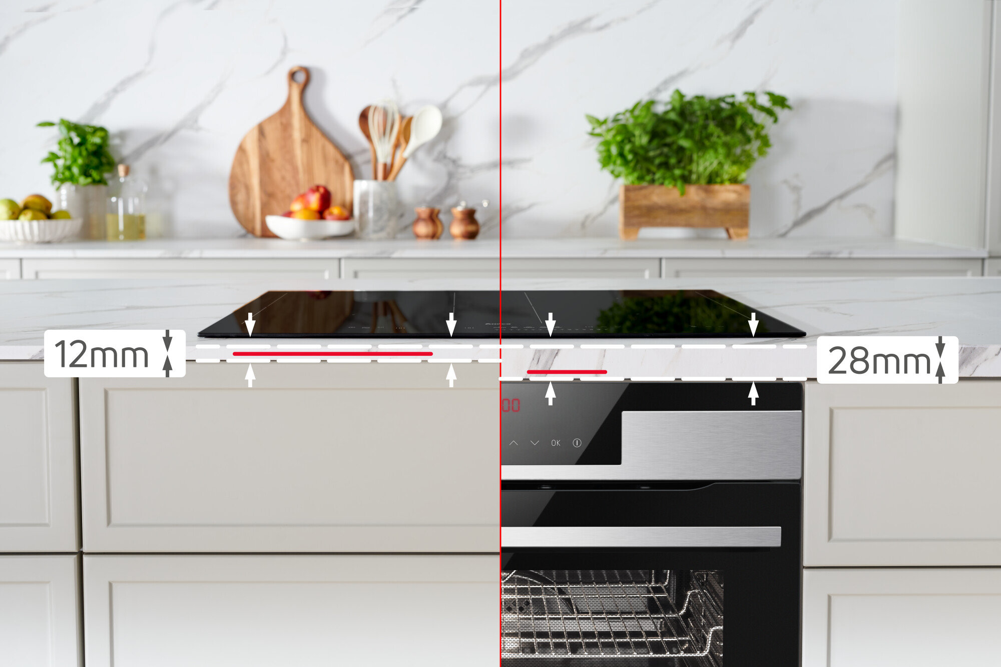 Płyta Amica wbudowana w blat kuchenny; wizerunek piekarnika dla po