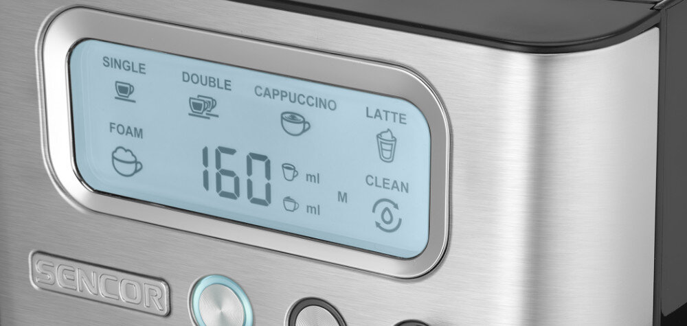 Ekspres SENCOR SES 4090SS zdjęcie lifestyle Panel LCD Ikony oraz czytelne komunikaty