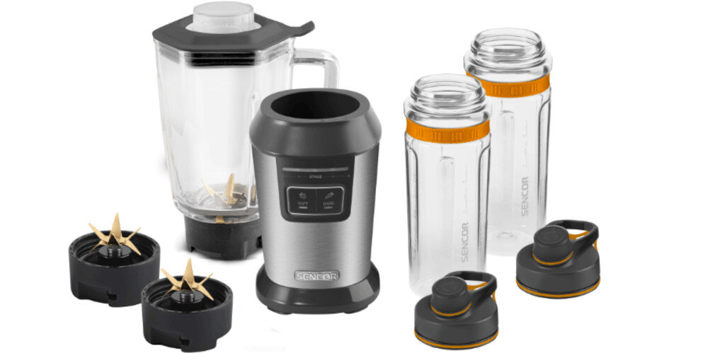 Blender personalny SENCOR SBL 7550SS (Sportowy) + 2 bidony w komplecie zdjęcie lifestyle  zestaw akcesoria komplet wyposażenie