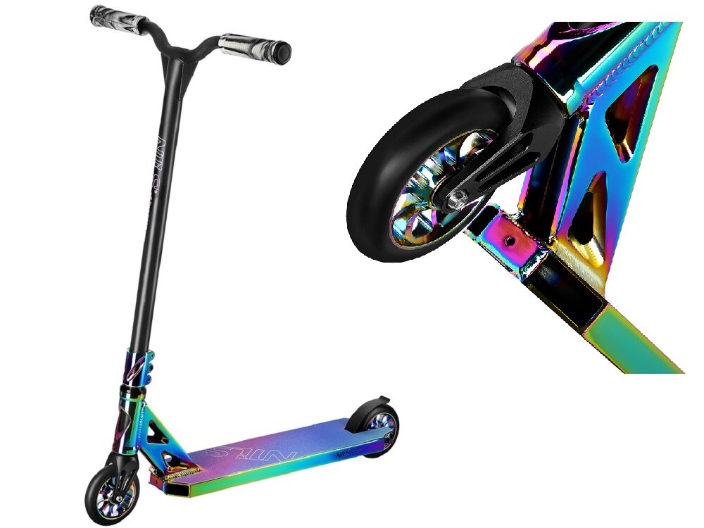 Hulajnoga wyczynowa NILS EXTREME HS014 Pro hulajnoga typu stunt rama kierownica z najwyższej jakości stali do jazdy po asfalcie chodnikach