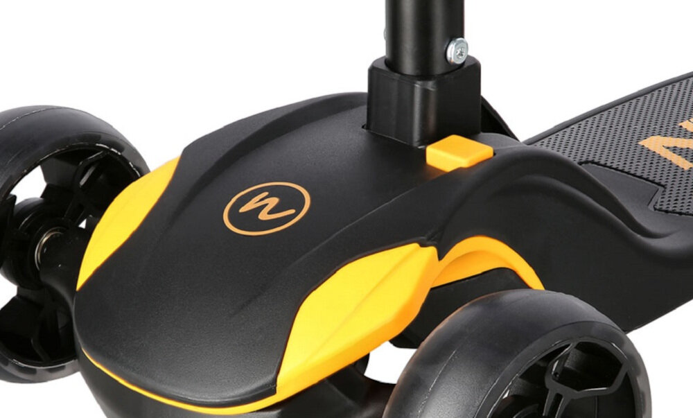 Hulajnoga dla dzieci NILS FUN HLB122 Czarno-żółty prosty mechanizm kierowniania pochylenia ciala we wlasciwa strone