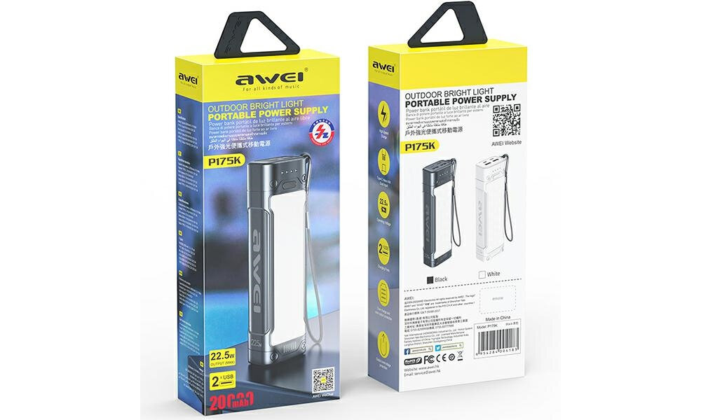 Powerbank AWEI P175K 20000 mAh urządzenia moc ładowanie wymiary bateria pojemność bezpieczeństwo lekkość wygoda