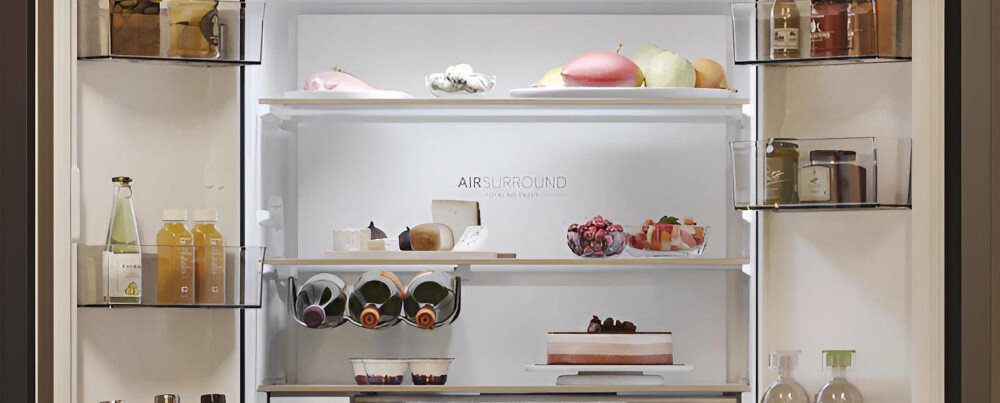 LODÓWKA HAIER HCW58F18EHMP szerokie półki chłodziarka łatwe przechowywanie