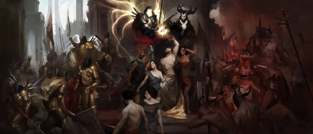 Diablo IV Gra akcja piekło umiejętności podziemia miasta handel bohaterowie sanktuarium barbarzyńca druid nekromantka łotrzyca czarodziejka stworzycielka legendy stworzenia era wrogości kult osoby córa nienawiści zło