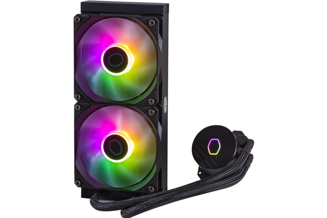 Chłodzenie wodne COOLER MASTER MasterLiquid 240L Core ARGB wydajność wentylator łopatki ARGB kolory powietrze ciśnienie ustawienia temperatura