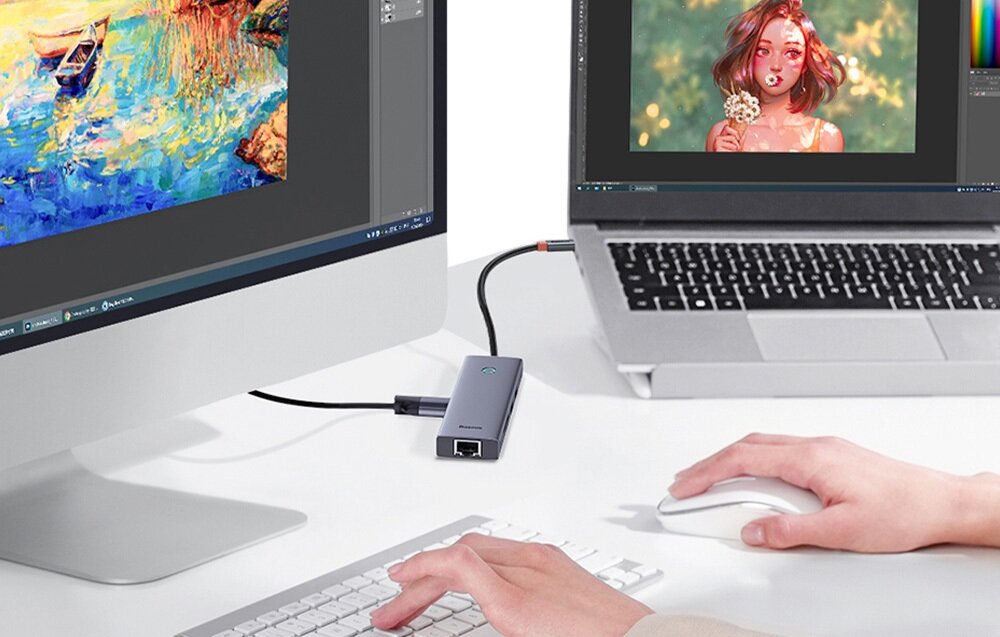 Stacja dokująca BASEUS UltraJoy Series BS-OH111 6w1 kompaktowy wymiar przesył ładowanie szybkość transmisja możliwości obraz jakość płynność niezawodność mobilność