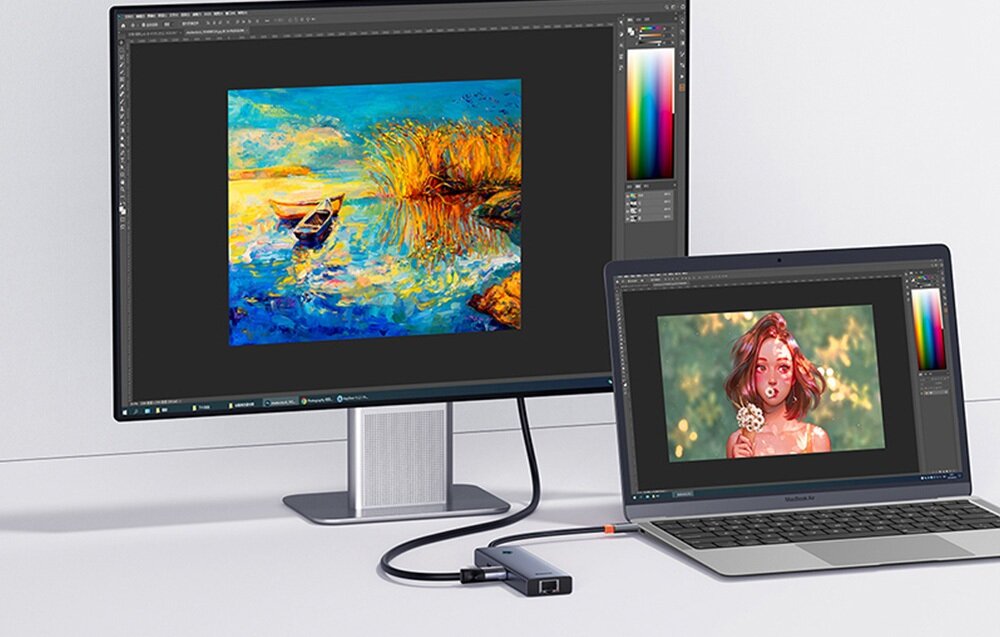 Stacja dokująca BASEUS UltraJoy Series BS-OH111 6w1 kompaktowy wymiar przesył ładowanie szybkość transmisja możliwości obraz jakość płynność niezawodność mobilność