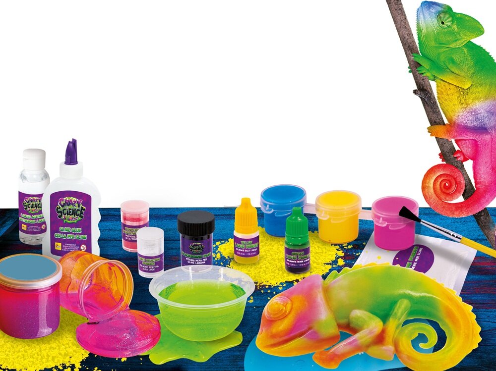 Zestaw kreatywny LISCIANI Crazy Science Slime Kameleon 304-PL89246 bezpieczne skłądniki, instrukcja krok po kroku, nauka odpowiedzialności, dbanie o porządek