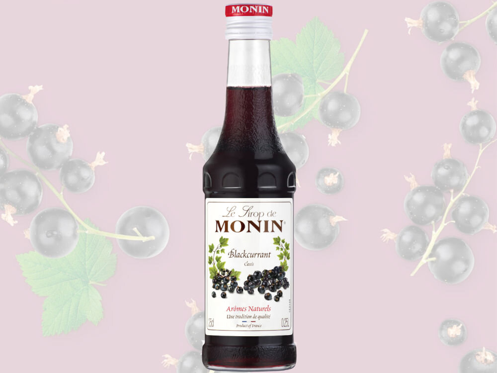 Syrop do herbaty MONIN Czarna Porzeczka 250 ml smak słodko-kwaśnośny subtelny soczysty