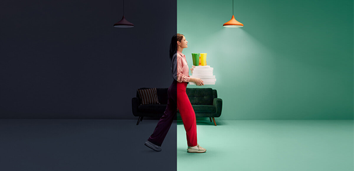 Lampa WIZ Bar Linear WiZ SpaceSense czujniki ruchu aplikacji WiZ włączać się i wyłączać automatycznie