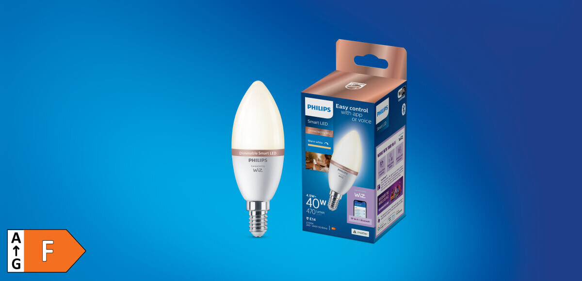 Inteligentna żarówka LED PHILIPS 9290024485A E14 C37 4,9 W 40 W 470 lm 2200-6500 K