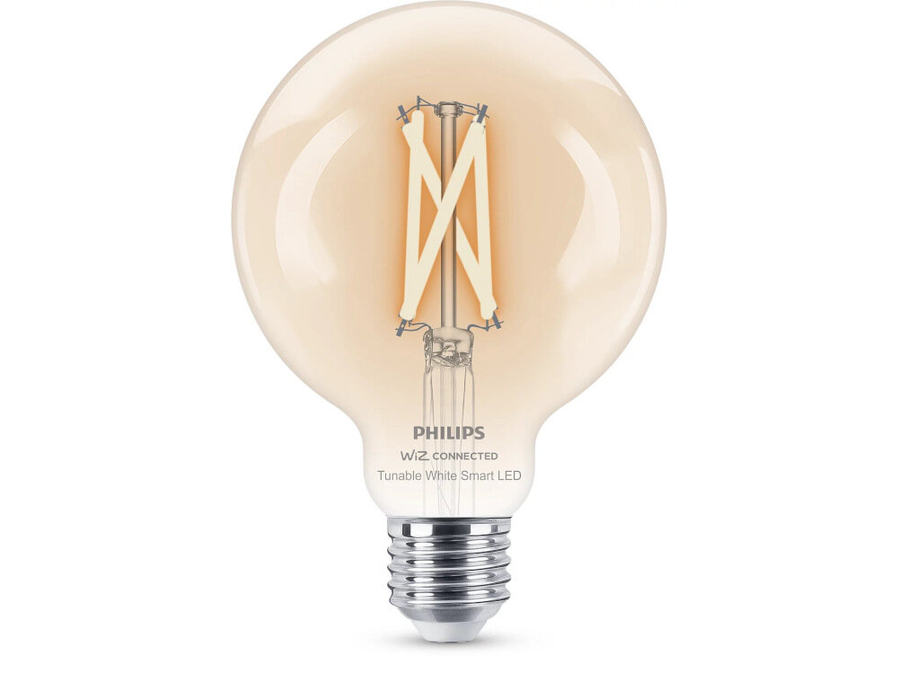 Inteligentna żarówka LED PHILIPS G125 927-65 CL 1PF 6 7W E27 Wi-Fi-Bluetooth do oświetlania dużych przestrzeni kąt świecenia 360 stopni ciepłe lub zimne białe światło retro design widoczny żarnik ekologiczna ochrona środowiska prosta obsługa i montaż sterowanie poprzez Wi-Fi