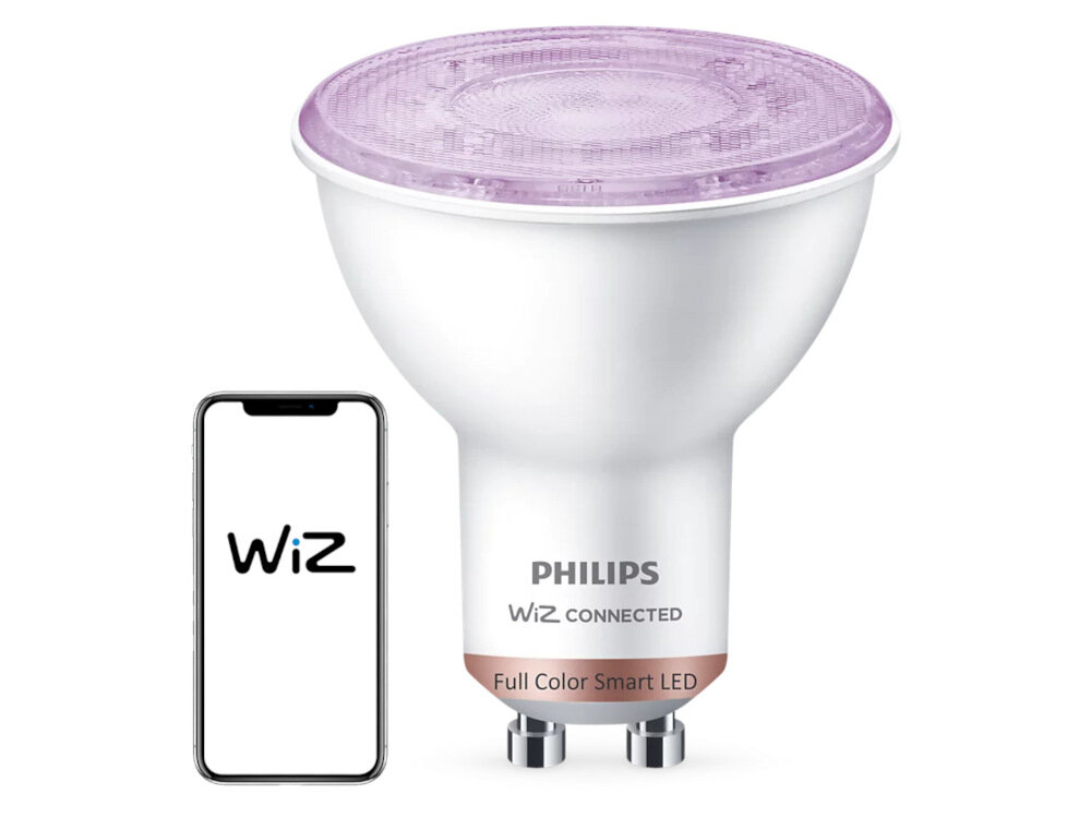 Inteligentna żarówka LED PHILIPS WFB 922-65 RGB 1PF 6 4.7W GU10 Wi-Fi do oświetlania dużych przestrzeni kąt świecenia 360 stopni białe światło kolorowe światło prosta obsługa i montaż sterowanie poprzez Wi-Fi