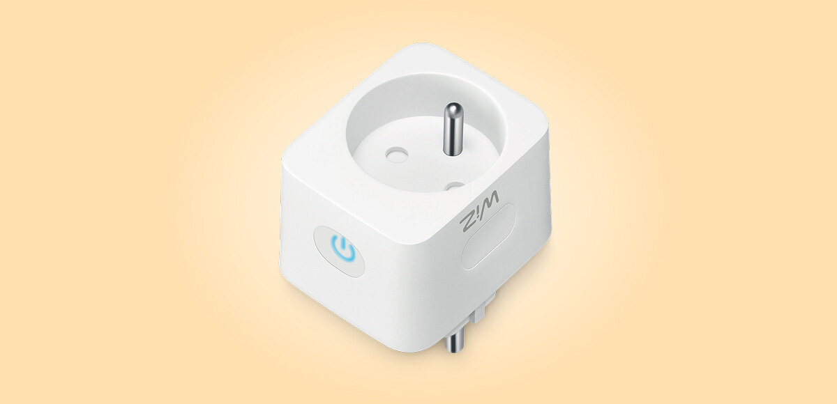 Wtyczka WIZ Smart 929002427201, opakowanie, zawartość wtyczka, miernik, na żółtym tle wtyczka wiz