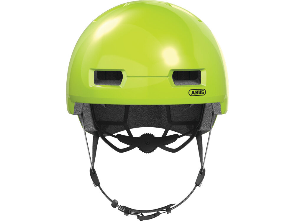 Kask rowerowy ABUS Skurb Zółty (rozmiar M) technologia In-Mold zewnętrzna sokrupa połączona na stałe z wnętrzem EPS absorbuje wstrząsy