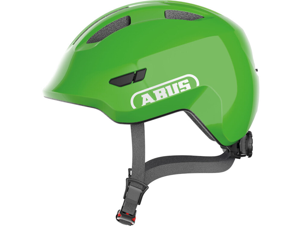 Kask rowerowy ABUS Smiley 3.0 LED Zielony dla Dzieci (rozmiar S) do bezpiecznego poruszania komfort