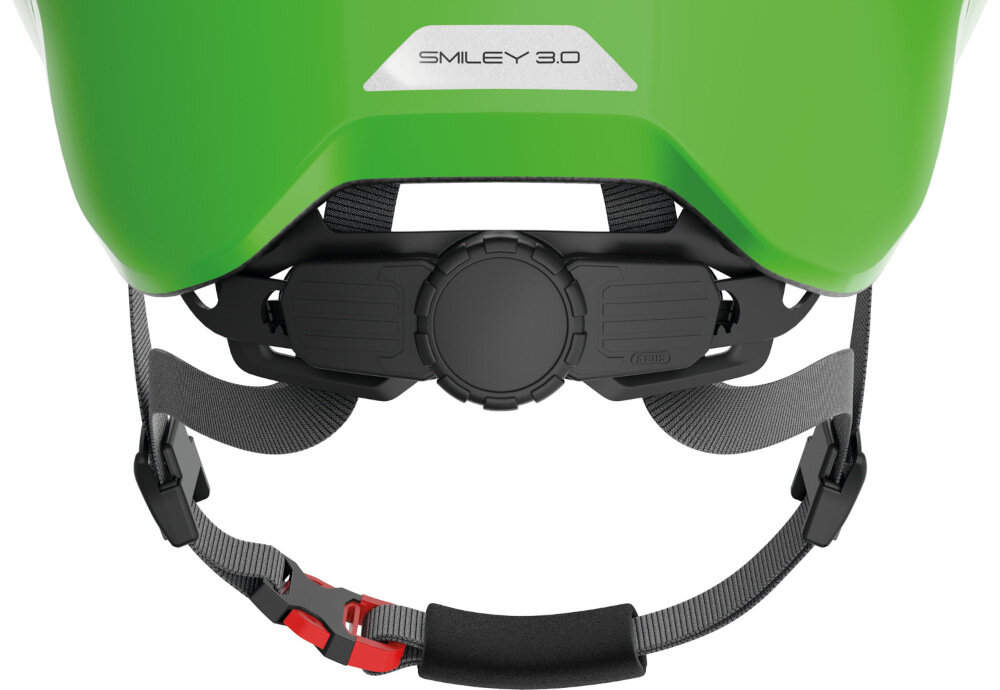 Kask rowerowy ABUS Smiley 3.0 LED Zielony dla Dzieci (rozmiar S) system regulacji Zoom Ace Kids antypoślizgowe pokrętł z tyłu kasku na szerokość na wysokość głowy w zakresie 45-50 cm