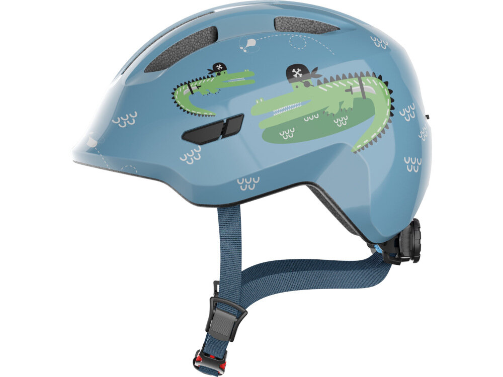 Kask rowerowy ABUS Smiley 3.0 LED Niebiesko-zielony dla Dzieci (rozmiar S) do bezpiecznego poruszania komfort