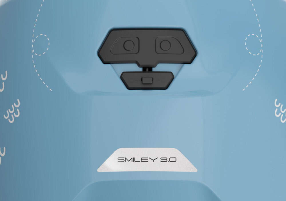Kask rowerowy ABUS Smiley 3.0 LED Niebiesko-zielony dla Dzieci (rozmiar S) tylne światało LED zakres 180 stopni odblaski