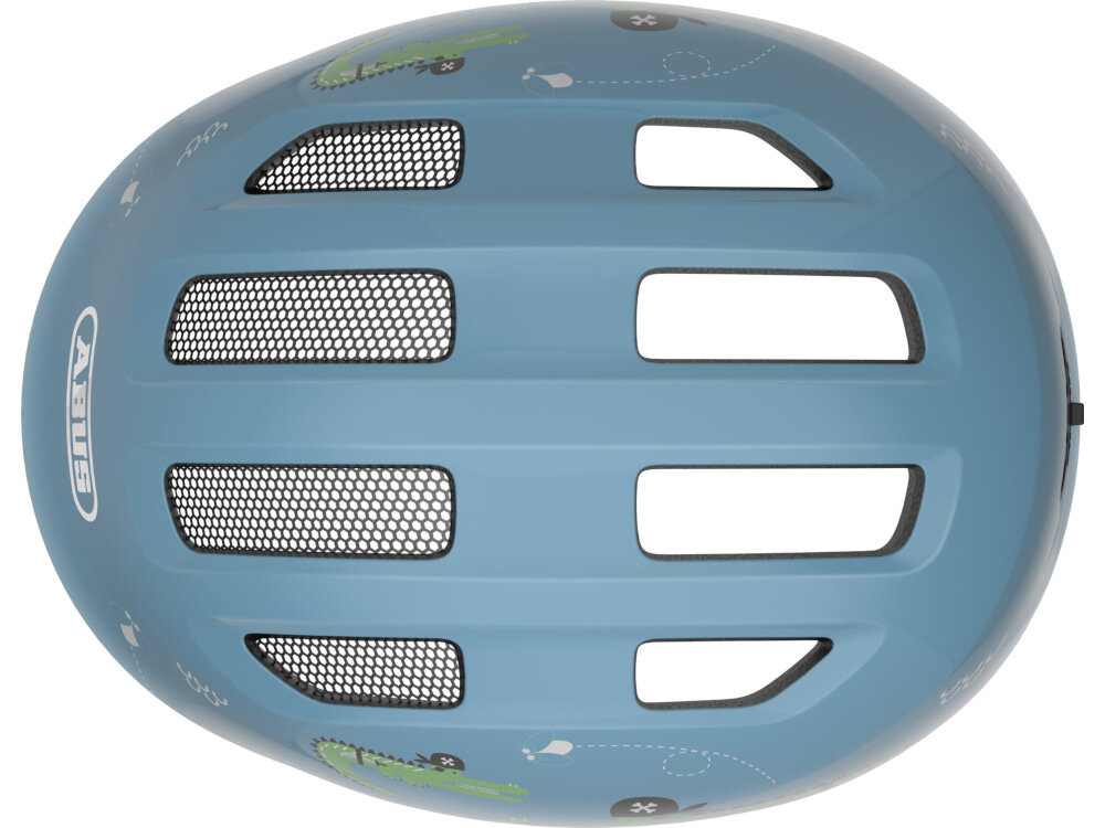 Kask rowerowy ABUS Smiley 3.0 LED Niebiesko-zielony dla Dzieci (rozmiar S) 4 wloty 4 wyloty powietrza bardzo dobra cyrkulacja wentylacja wyjmowana wyściółka można prac bardzo wygodny