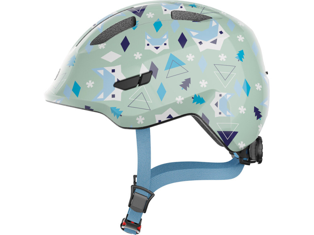 Kask rowerowy ABUS Smiley 3.0 LED Zielono-niebieki dla Dzieci (rozmiar S) do bezpiecznego poruszania komfort