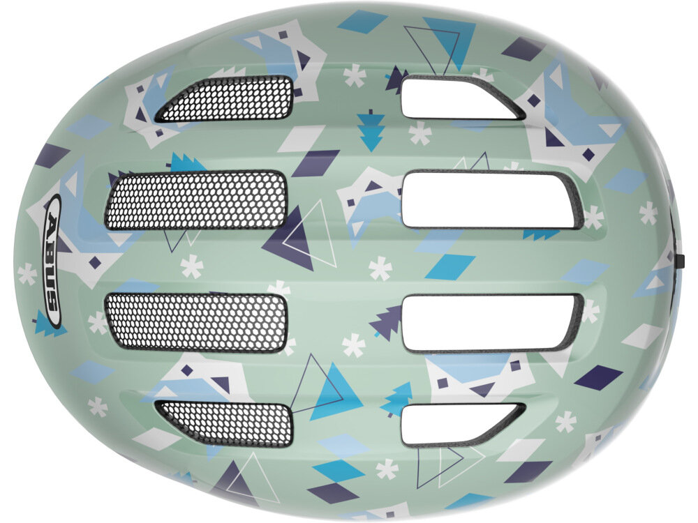 Kask rowerowy ABUS Smiley 3.0 LED Zielono-niebieki dla Dzieci (rozmiar S) 4 wloty 4 wyloty powietrza bardzo dobra cyrkulacja wentylacja wyjmowana wyściółka można prac bardzo wygodny
