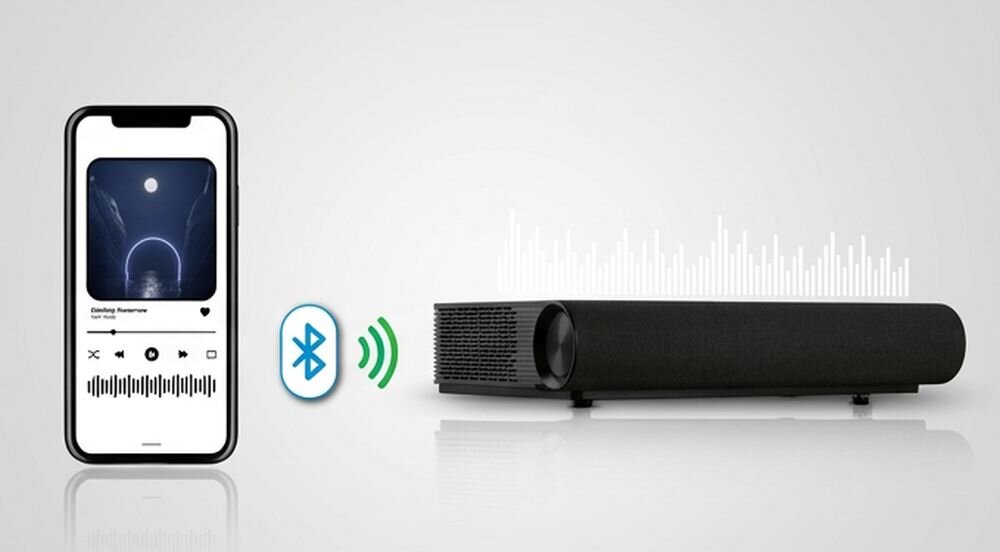 Projektor laserowy VIEWSONIC X2000L-4K Bluetooth soundbar słuchawki bezprzewodowe audio, projektor ze smartfonem