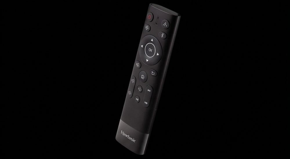 Projektor laserowy VIEWSONIC X2000L-4K inteligentny podświetlany pilot czujnik G powłoka antybakteryjna TÜV, pilot na czarnym tle