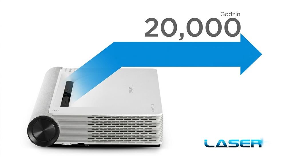 Projektor laserowy VIEWSONIC X2000L-4K laserowy fosfor drugiej generacji żywotność 20 000 godzin, projektor na białym tle