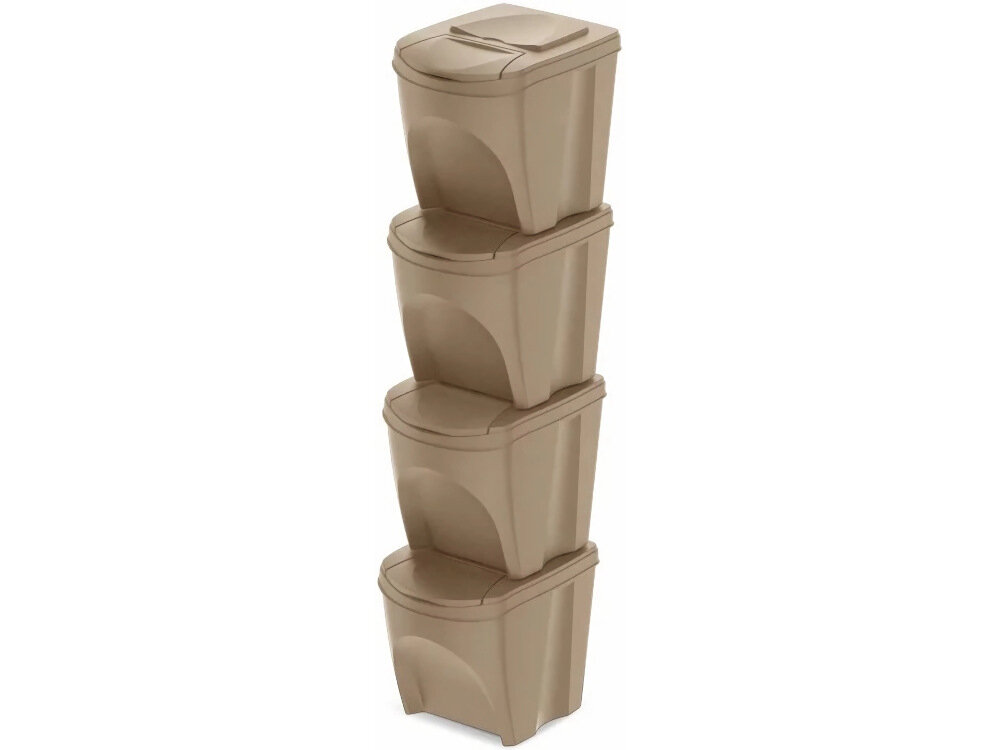 Kosz na śmieci PROSPERPLAST Sortibox SET4 25L Beżowy funkcjonalne i estetyczne rozwiazanie ekologiczny model piekny design przujazny dla srodowiska cztery pojemniki o pojemnosci 25 litrow kazdy