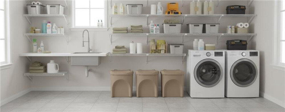 Kosza na śmieci PROSPERPLAST Sortibox IKWB25S3W  (3x25l) Naturo Eco wygląd design prezentacja wizualizacja Świadome porządkowanie