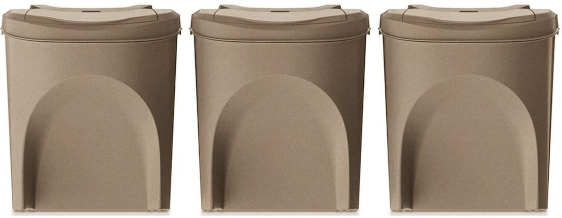 Kosza na śmieci PROSPERPLAST Sortibox IKWB25S3W  (3x25l) Naturo Eco  Ekologia w praktyce z tworzywa pochodzącego z recyklingu w stronę ochrony środowiska Stonowana kolorystyka w odcieniu Natura ECO łączy prostotę z elegancją system segregacji 