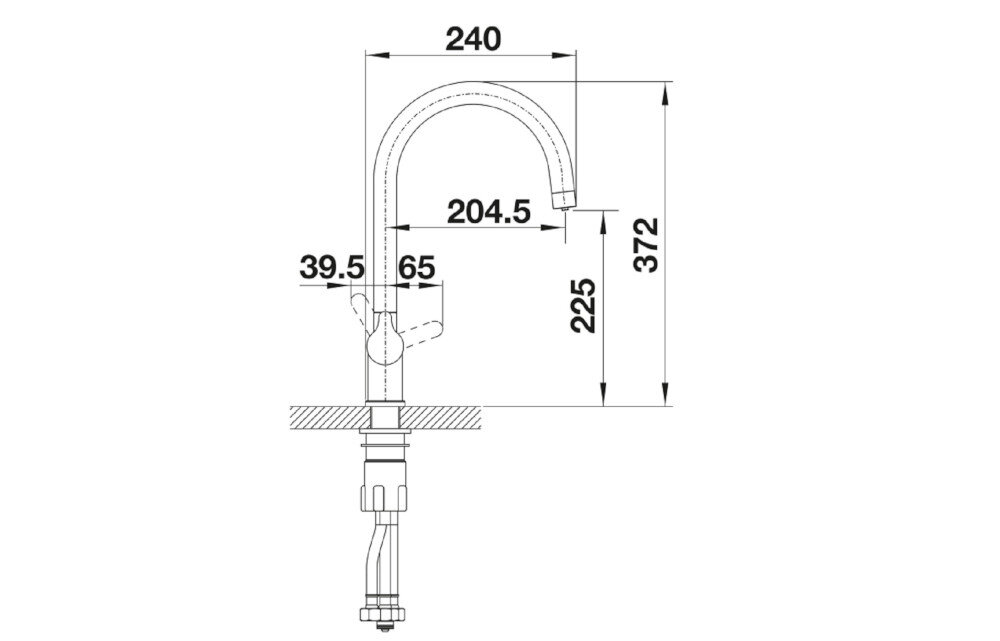 BATERIA KUCHENNA BLANCO Trima 526214 Antracyt szary zdjęcie techniczne wymiary wylewka wysokość zasięg korpus