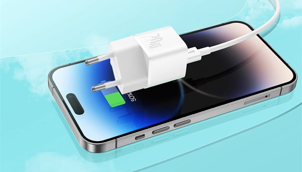 Ładowarka sieciowa BASEUS GaN5 Mini 20W ładowanie kompaktowa konstrukcja niewielkie rozmiary bezpieczeństwo