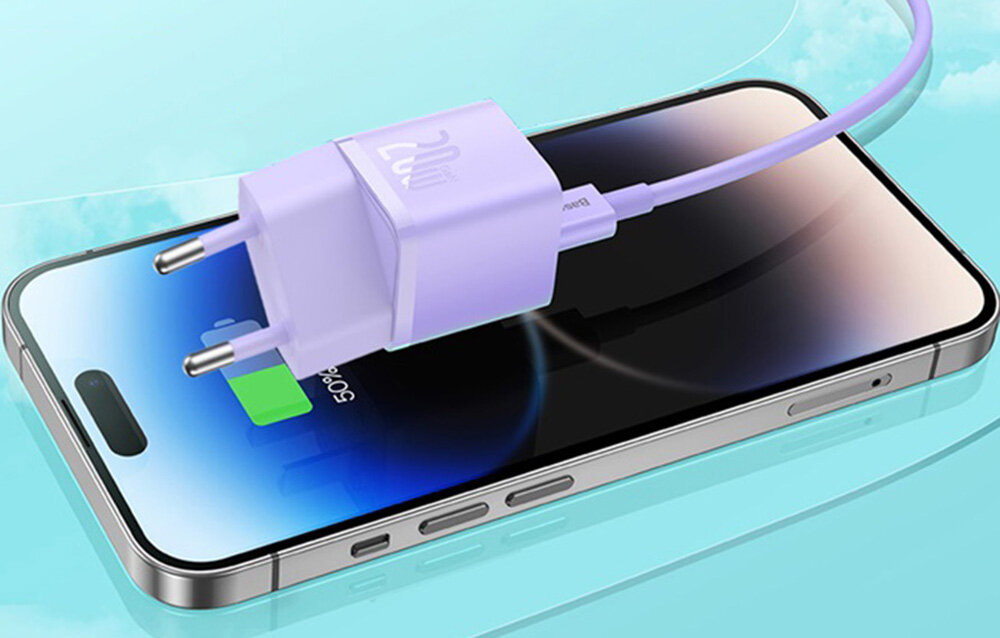Ładowarka sieciowa BASEUS GaN5 Mini 20W ładowanie kompaktowa konstrukcja niewielkie rozmiary bezpieczeństwo