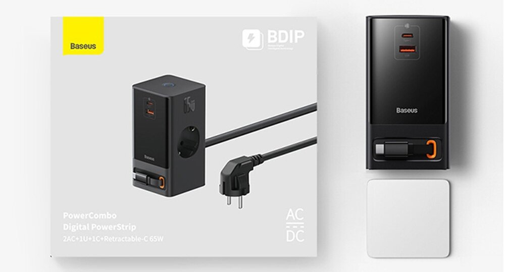 Ładowarka sieciowa BASEUS PowerCombo 65W poziom ładowanie porządek biurko ładowanie wygoda bezpieczeństwo elastyczność wygoda odporność niezawodność